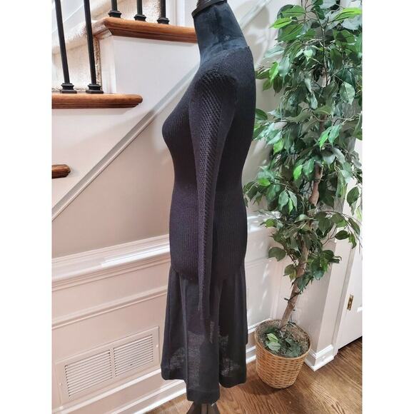 Sequence Women's Solid Black 100% Acrylic Long Sleeve Top & Skirt 2 Piece Suit 8 - Picture 6 of 10